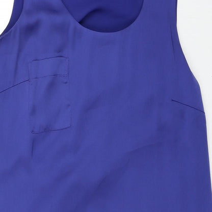 Marks and Spencer Womens Blue Colourblock Polyester Shift Size 12 Scoop Neck Pullover