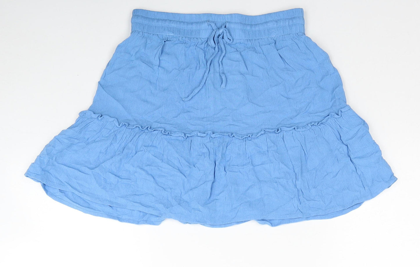 Primark Womens Blue Viscose Flare Skirt Size 6 Drawstring