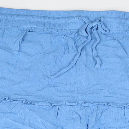 Primark Womens Blue Viscose Flare Skirt Size 6 Drawstring