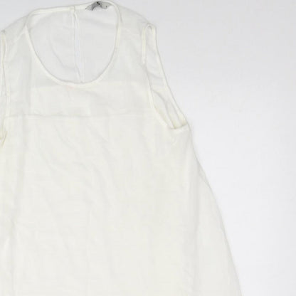 TU Womens White Polyester Basic Blouse Size 10 Scoop Neck