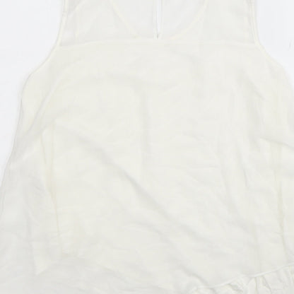 TU Womens White Polyester Basic Blouse Size 10 Scoop Neck