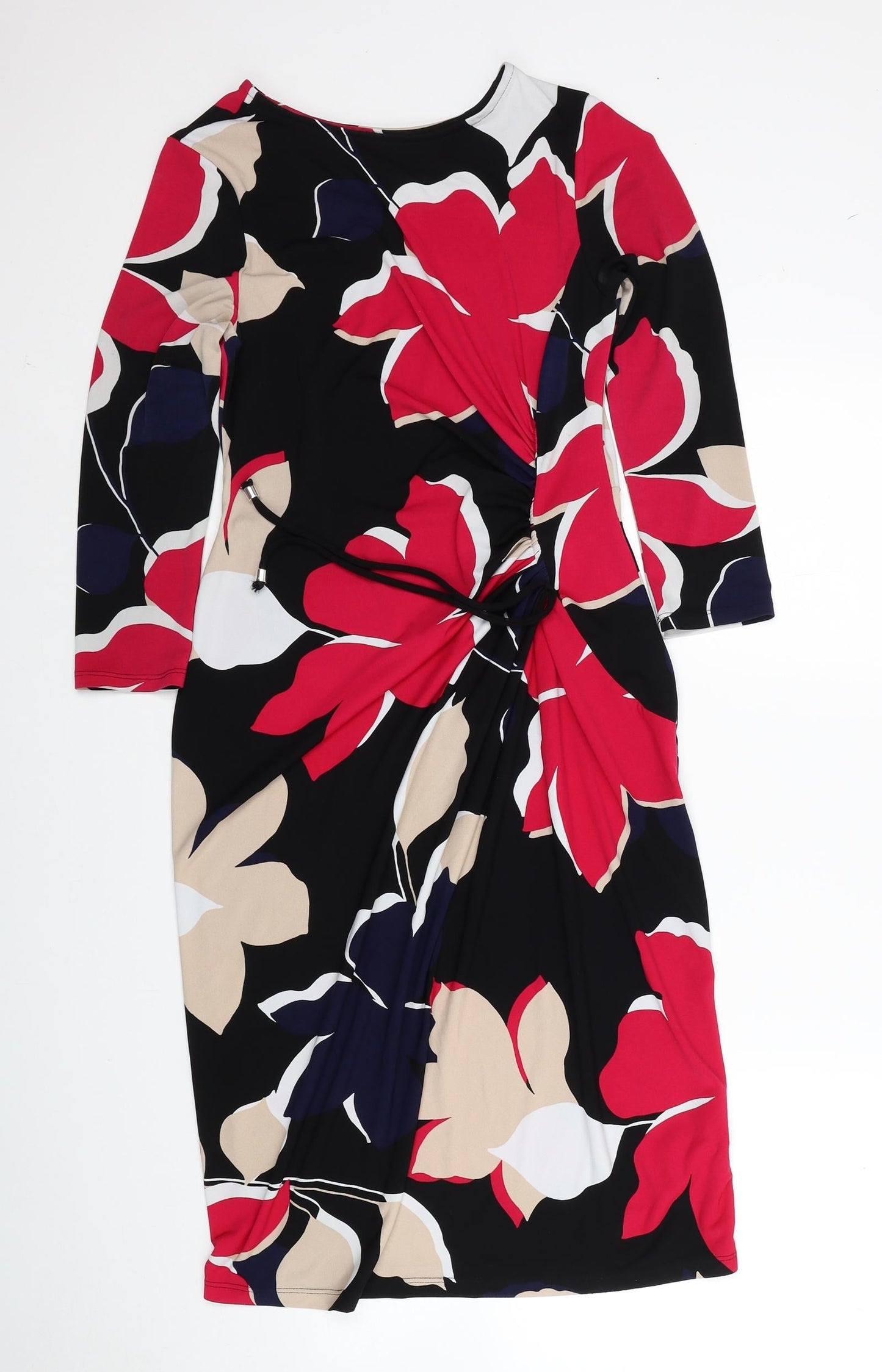 Debenhams Womens Multicoloured Geometric Polyester Sheath Size 8 Boat Neck Pullover