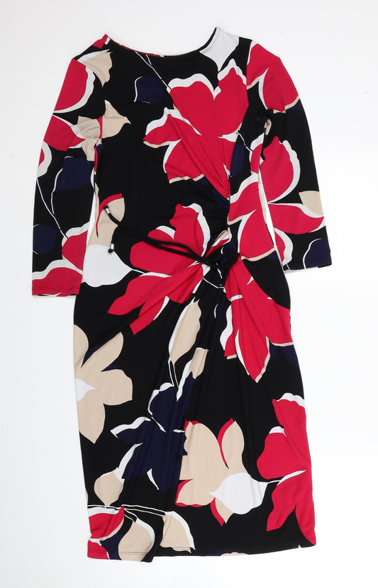 Debenhams Womens Multicoloured Geometric Polyester Sheath Size 8 Boat Neck Pullover