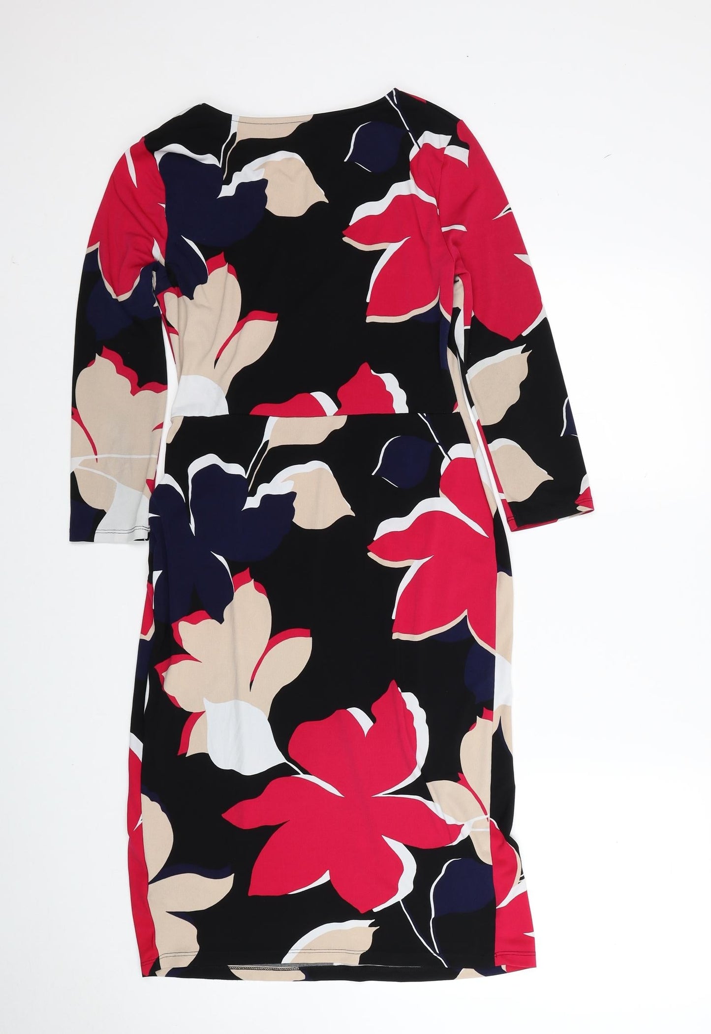 Debenhams Womens Multicoloured Geometric Polyester Sheath Size 8 Boat Neck Pullover