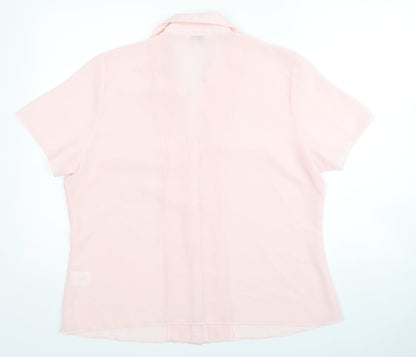 Classics Womens Pink Polyester Basic Button-Up Size 16 Collared