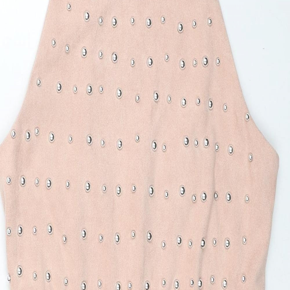 Missguided Womens Pink Polyester Playsuit One-Piece Size 6 Zip