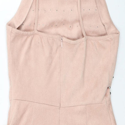 Missguided Womens Pink Polyester Playsuit One-Piece Size 6 Zip