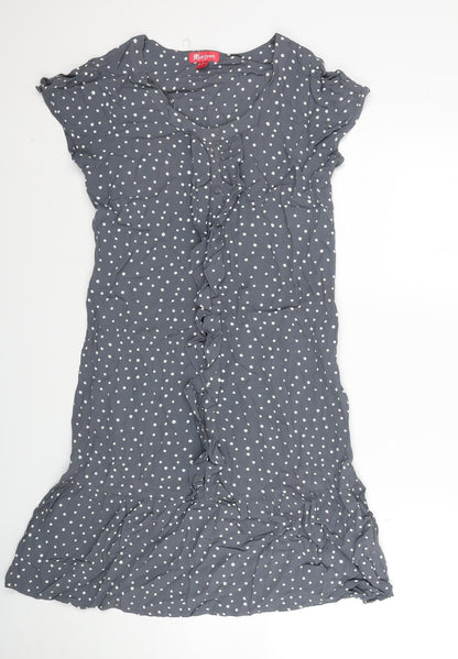 Monsoon Womens Grey Polka Dot Viscose A-Line Size 10 Round Neck Pullover
