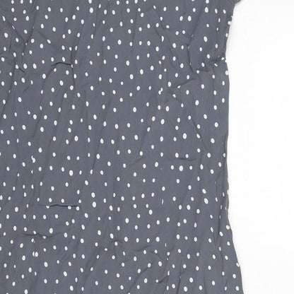 Monsoon Womens Grey Polka Dot Viscose A-Line Size 10 Round Neck Pullover