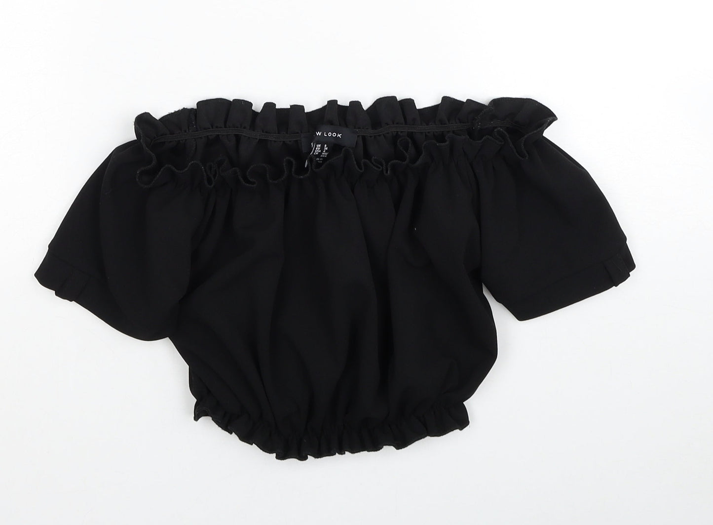 Womens UK Size 8 New Look Black Cropped Blouse