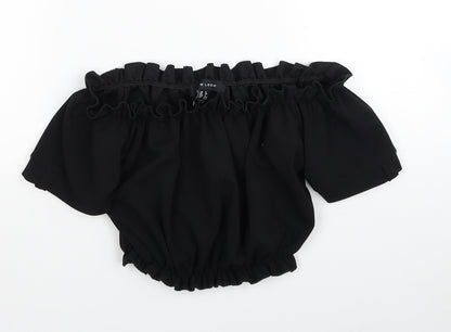 Womens UK Size 8 New Look Black Cropped Blouse