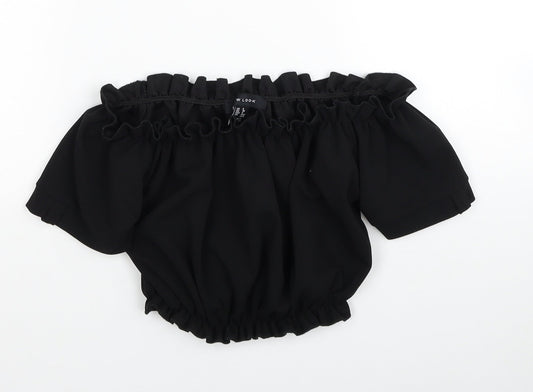 Womens UK Size 8 New Look Black Cropped Blouse