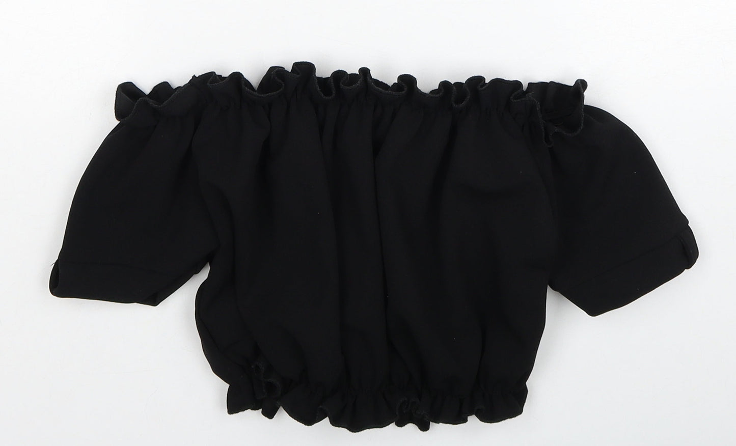 Womens UK Size 8 New Look Black Cropped Blouse
