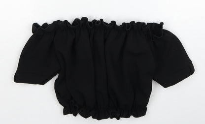 Womens UK Size 8 New Look Black Cropped Blouse