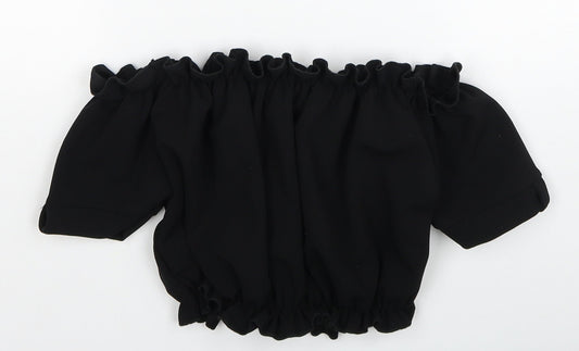 Womens UK Size 8 New Look Black Cropped Blouse