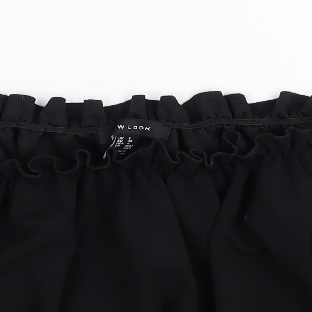 Womens UK Size 8 New Look Black Cropped Blouse