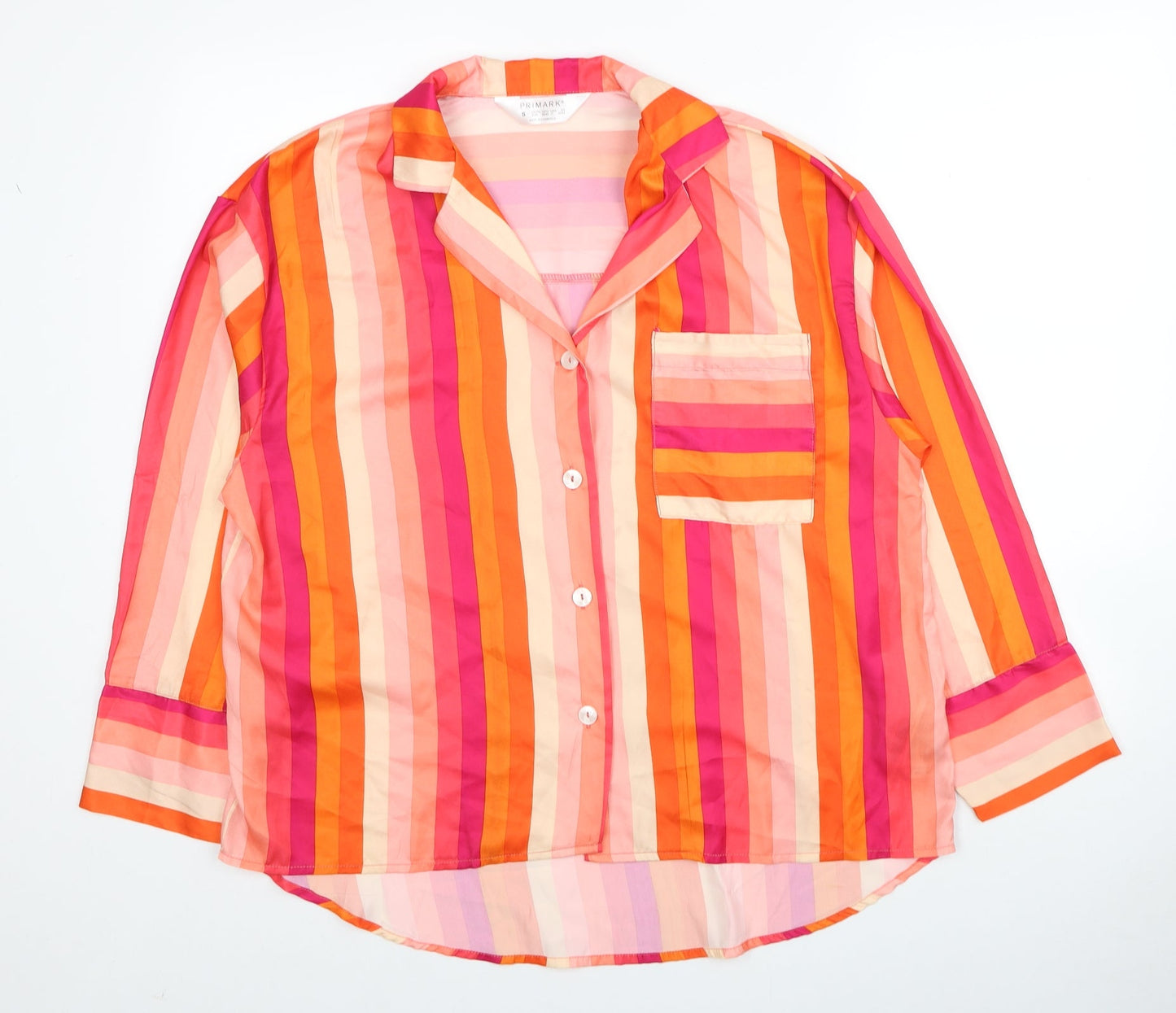 Primark Womens Multicoloured Striped Polyester Basic Button-Up Size 10 Collared