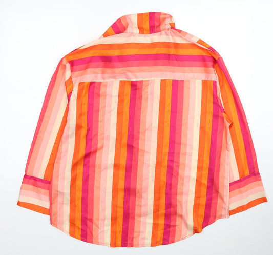Primark Womens Multicoloured Striped Polyester Basic Button-Up Size 10 Collared