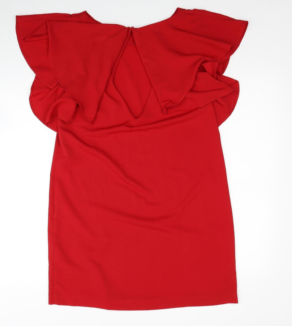 Zara Womens Red Polyester Shift Size S Boat Neck Button
