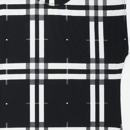 Misumi Womens Black Plaid Polyester Shift Size M Round Neck Pullover