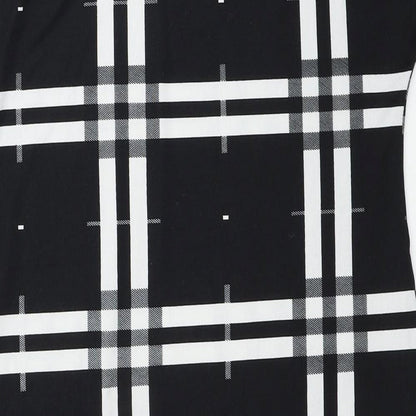 Misumi Womens Black Plaid Polyester Shift Size M Round Neck Pullover