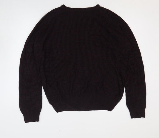 PEP&CO Mens Purple Round Neck Acrylic Pullover Jumper Size M