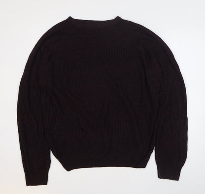 PEP&CO Mens Purple Round Neck Acrylic Pullover Jumper Size M