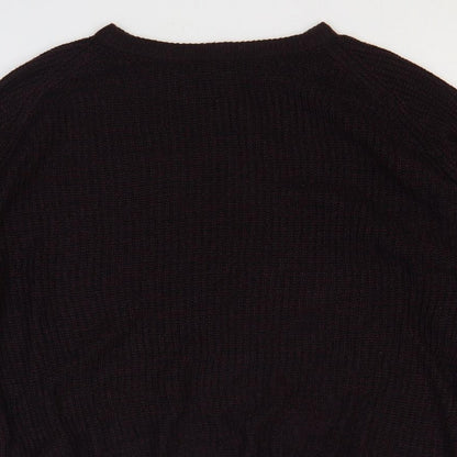 PEP&CO Mens Purple Round Neck Acrylic Pullover Jumper Size M