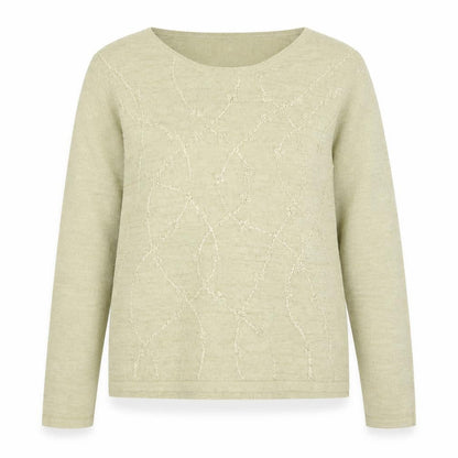 AMARANTO Womens Gold Round Neck Floral Viscose Pullover Jumper Size M