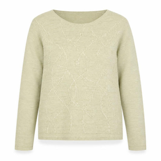 AMARANTO Womens Gold Round Neck Floral Viscose Pullover Jumper Size M