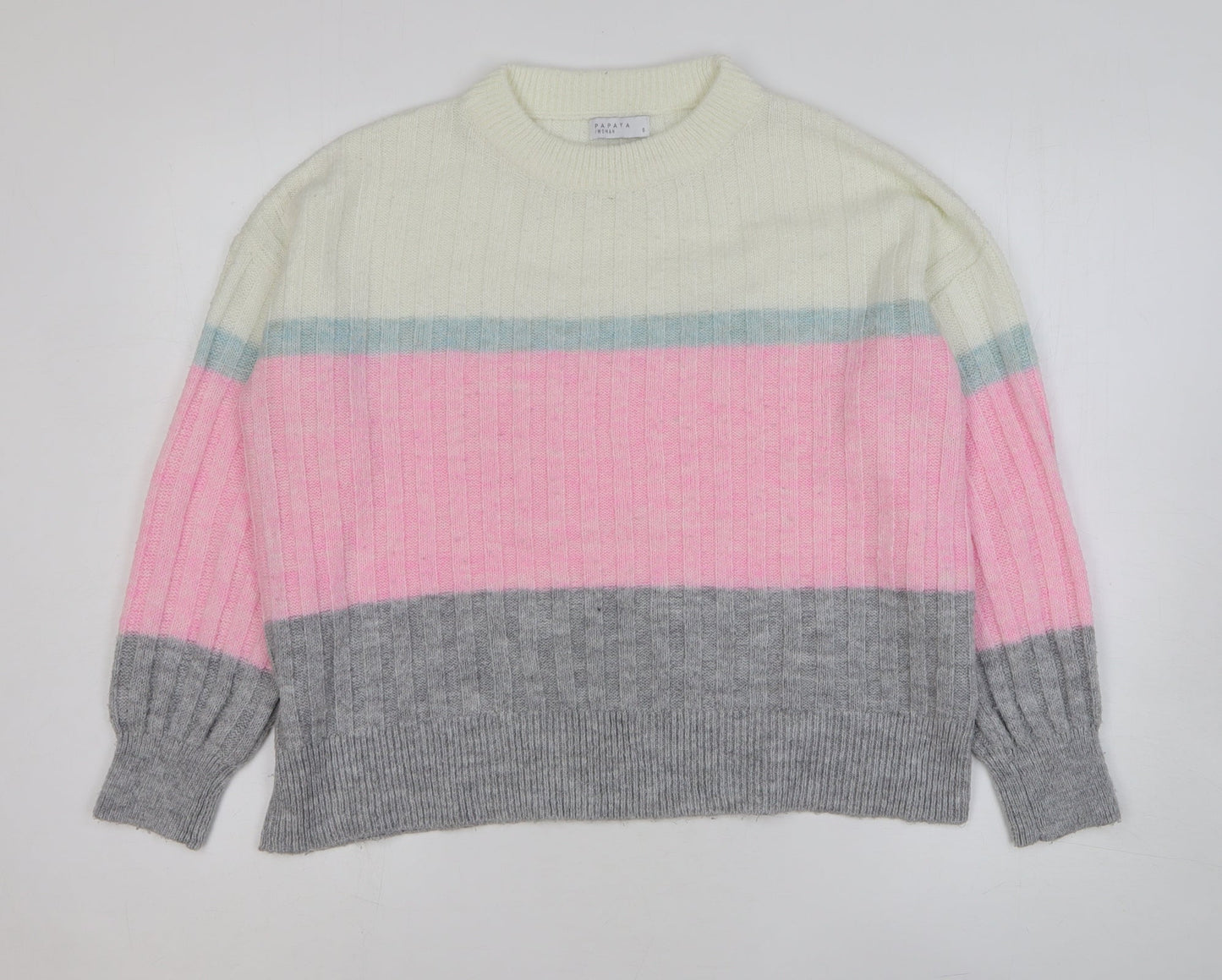 Womens UK Size S Papaya Multicoloured Pullover Jumper