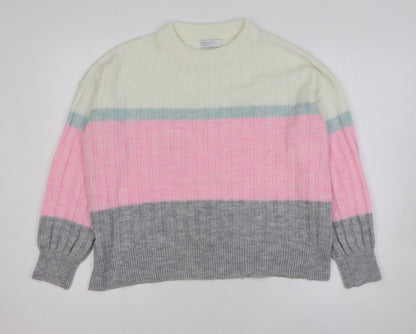Womens UK Size S Papaya Multicoloured Pullover Jumper