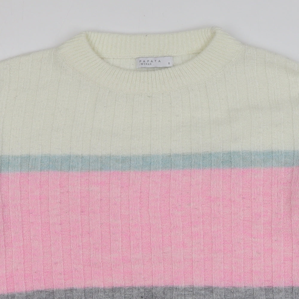 Womens UK Size S Papaya Multicoloured Pullover Jumper