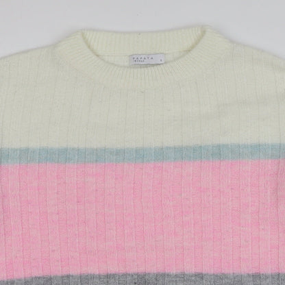 Womens UK Size S Papaya Multicoloured Pullover Jumper