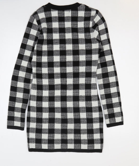 Boohoo Womens Black Check Acrylic Jumper Dress Size S Roll Neck Pullover