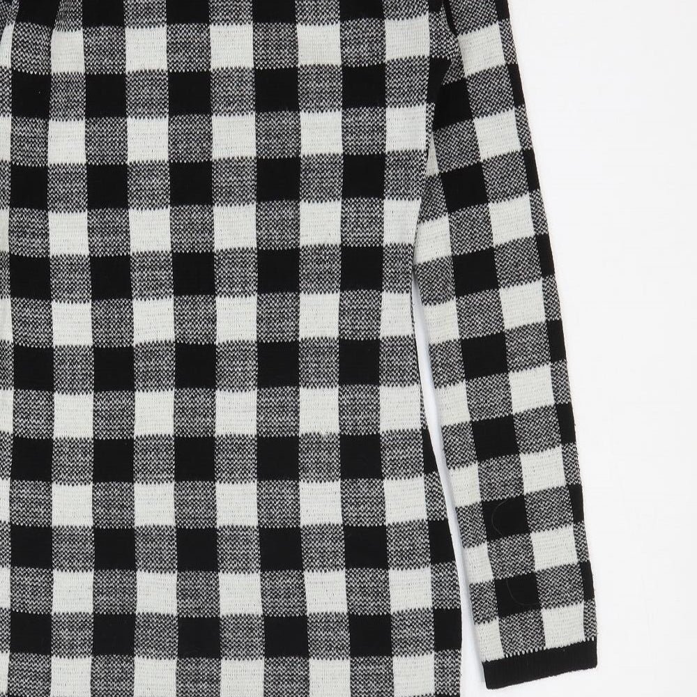 Boohoo Womens Black Check Acrylic Jumper Dress Size S Roll Neck Pullover