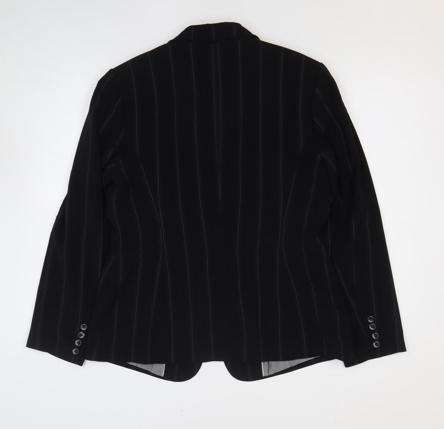 NEXT Womens Black Striped Polyester Jacket Blazer Size 16