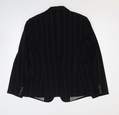NEXT Womens Black Striped Polyester Jacket Blazer Size 16