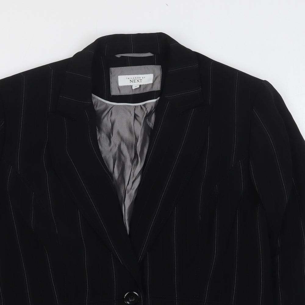 NEXT Womens Black Striped Polyester Jacket Blazer Size 16