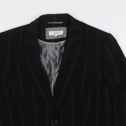 NEXT Womens Black Striped Polyester Jacket Blazer Size 16