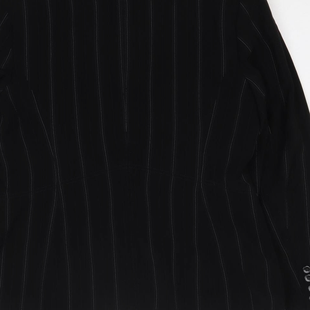 NEXT Womens Black Striped Polyester Jacket Blazer Size 16