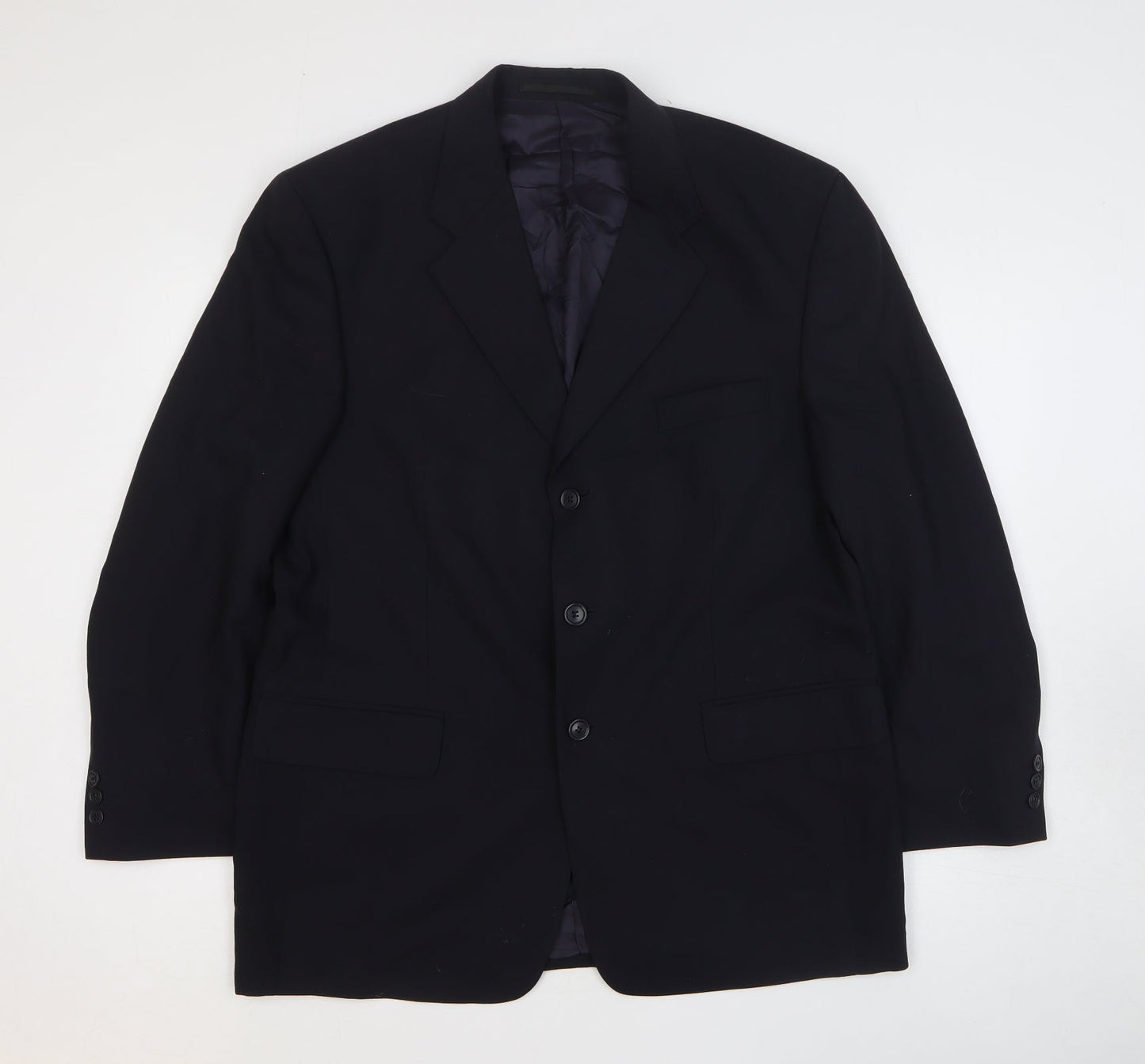 Mens UK Size 44 Woolmark Regular Black Suit Jacket