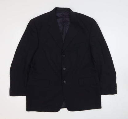 Mens UK Size 44 Woolmark Regular Black Suit Jacket