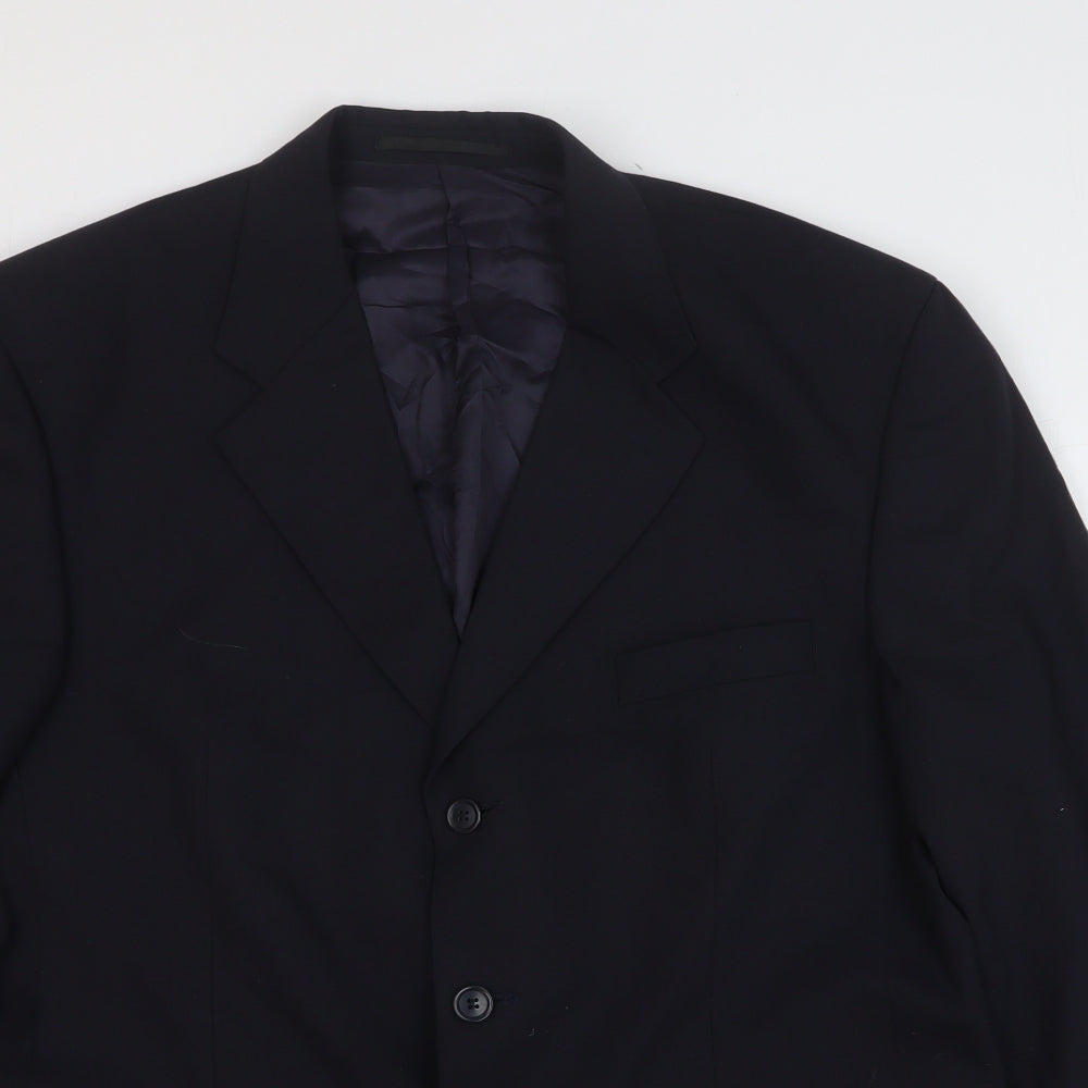 Mens UK Size 44 Woolmark Regular Black Suit Jacket