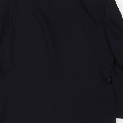 Mens UK Size 44 Woolmark Regular Black Suit Jacket