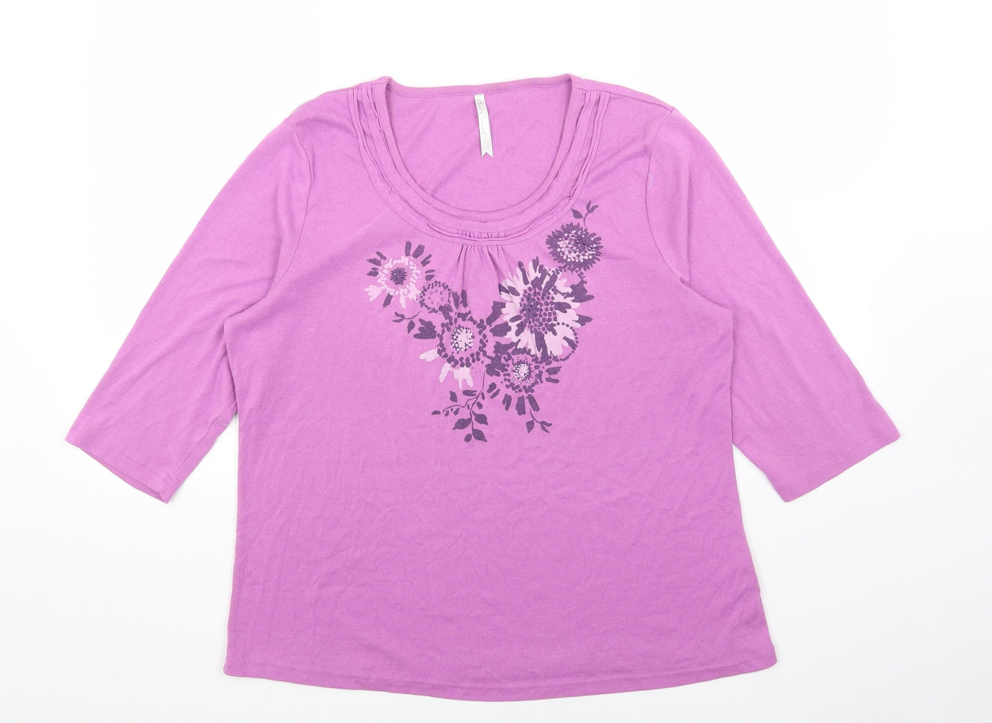 Womens UK Size L BM Purple Basic T-Shirt