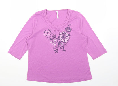 Womens UK Size L BM Purple Basic T-Shirt