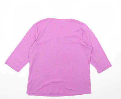 Womens UK Size L BM Purple Basic T-Shirt
