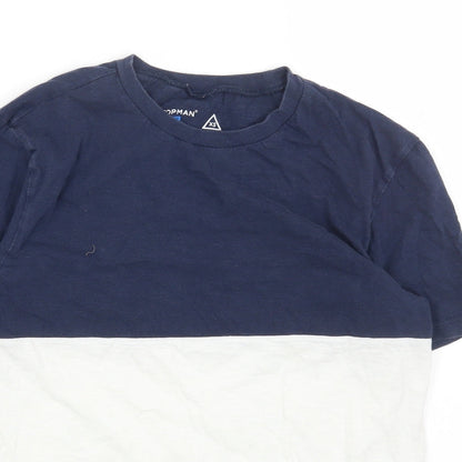 Topman Mens Multicoloured Colourblock Cotton T-Shirt Size XS Round Neck