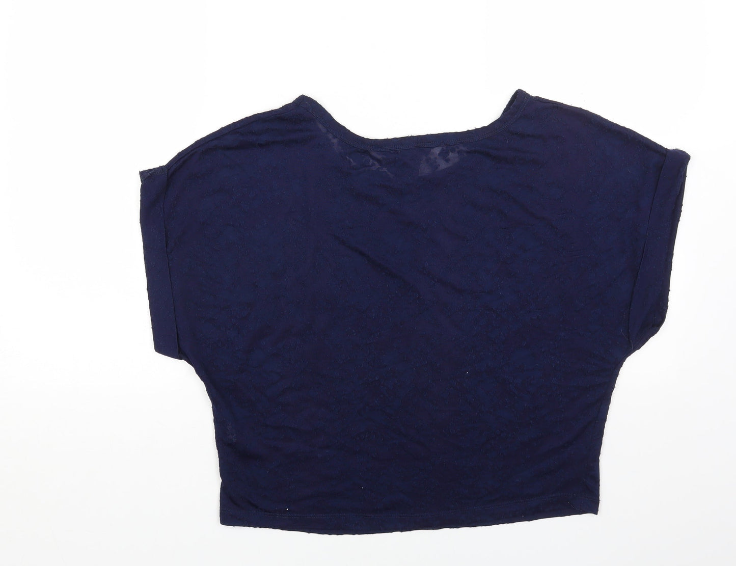 Primark Womens Blue Animal Print Polyester Basic T-Shirt Size 12 Scoop Neck - Snake Skin Print